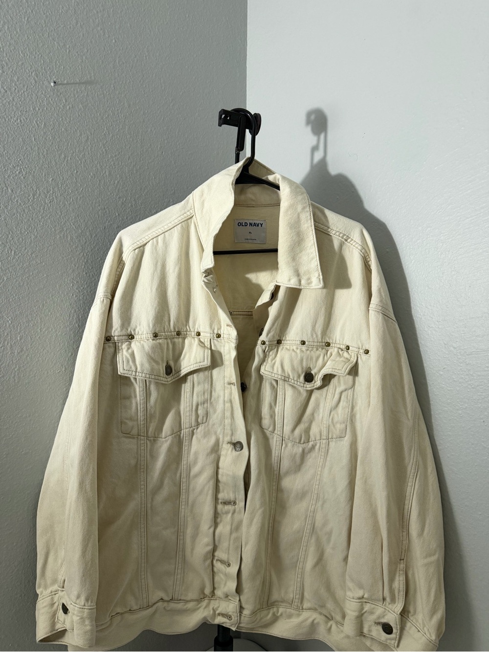 Old Navy Cream Denim Jacket with Stud Accents
